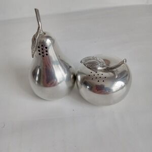 Sal And Pepper Shakers Pewter Pear Apple